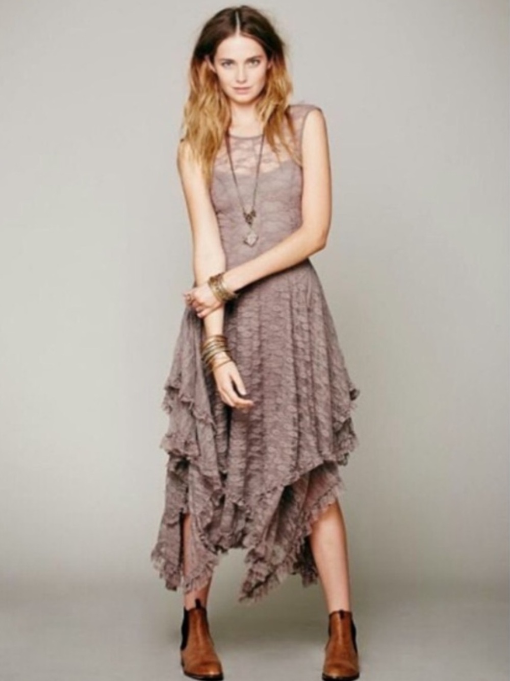 Rare Vintage Free People French Courtship Original Release Asymmetric Dress XS